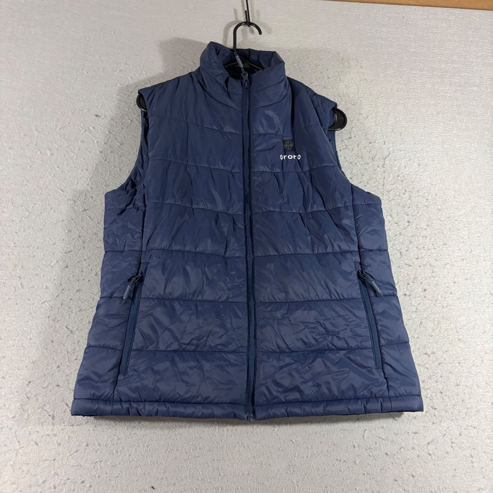 Ororo Heated Puffer Vest Navy Blue Full Zip Quilted Sleeveless Jacket Womens XS